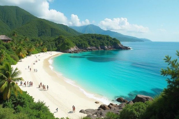 Pemandangan keindahan alam Pulau Bali dengan pantai, pegunungan, dan suasana tropis yang memikat wisatawan